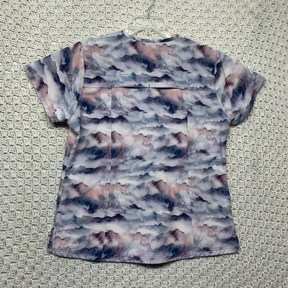 Carhartt Scrub Top Women Sz L Pink Blue Uniform Modern Fit V-Neck C13014 - Picture 3 of 9